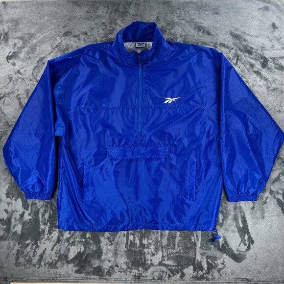 Reebok 90's Y2K Rap Windbreaker Pullover XL Lightweight Half‑Zip Vintage Jacket - Picture 1 of 9